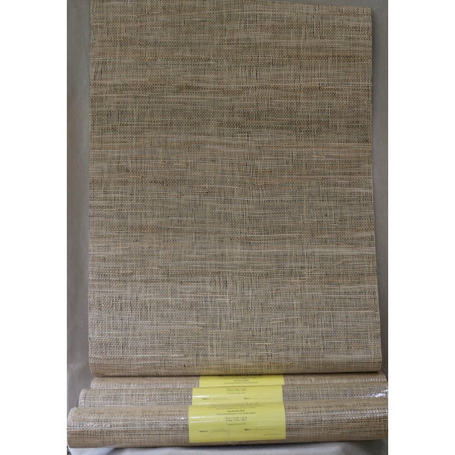 Schumacher Grasscloth Wallpaper Hogo Burlap in Black Colorway 4