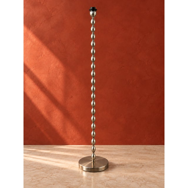 Modern Brushed Brass-Tone Beaded Floor Lamp For Sale - Image 4 of 6