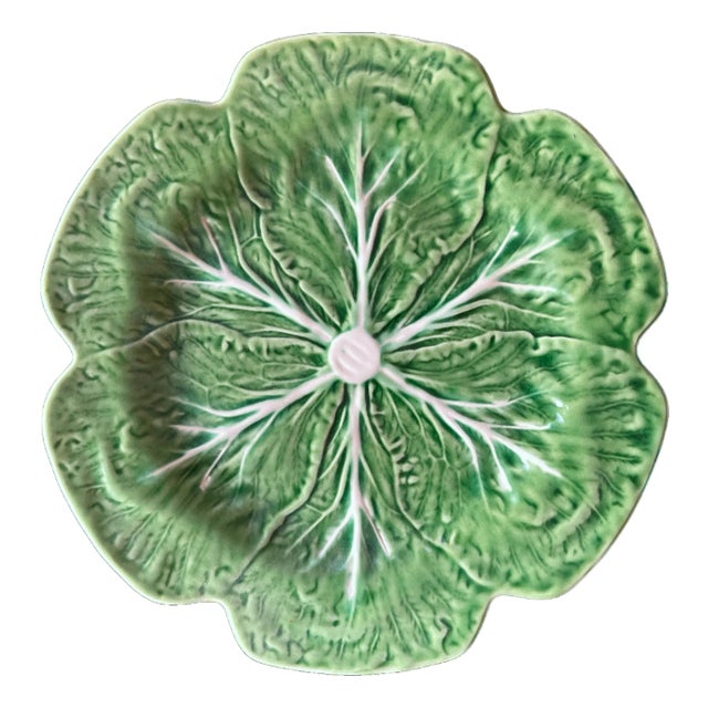 Bordallo Pinheiro Green Cabbage Chop Plate / Platter, 12", Portugal For Sale