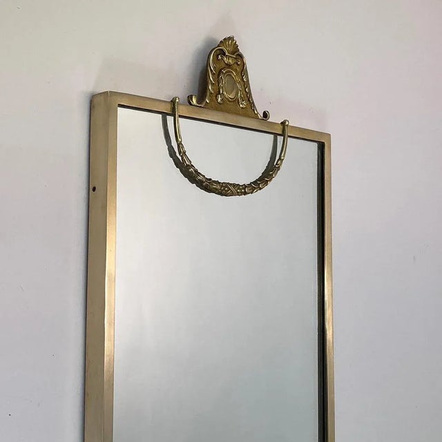 Italian Brass Wall Mirror, 1950s For Sale - Image 12 of 13