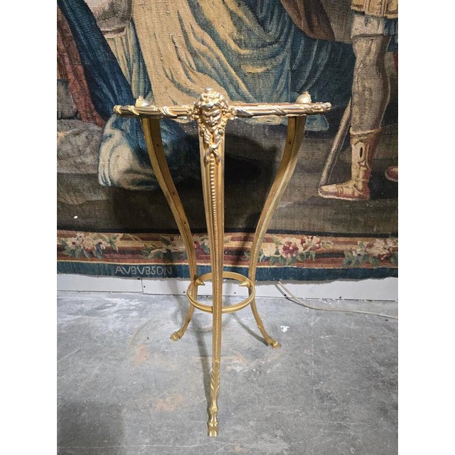 Beige French Gilt Bronze Guéridon Table with Marble Top, 1920 For Sale - Image 8 of 12