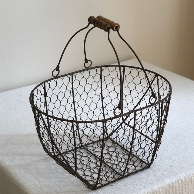 Large Antique Wire Egg Basket Chairish