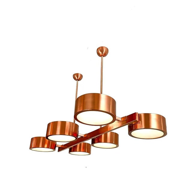 Rectangular Polished Copper Chandelier by Simoeng For Sale - Image 6 of 7
