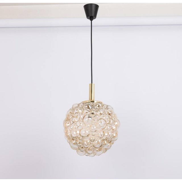 Large Amber Bubble Glass Pendant by Helena Tynell for Limburg, Germany, 1970s For Sale - Image 8 of 12