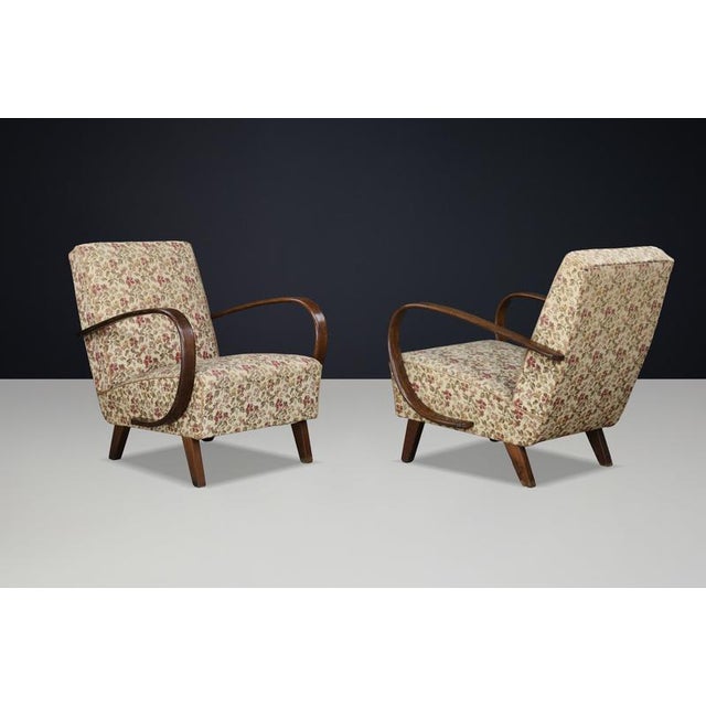 Art Deco Bentwood Lounge Chairs attributed to Jindřich Halabala, Former Czechoslovakia, 1940, Set of 2 For Sale - Image 10 of 17