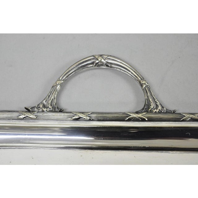 Antique Waring & Gillow English Edwardian LRG Silver Plated Serving Platter Tray For Sale - Image 4 of 14
