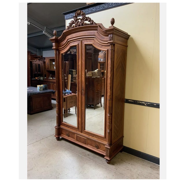 Antique Art Nouveau Wardrobe with Laundry Compartments, 1910 For Sale - Image 6 of 8