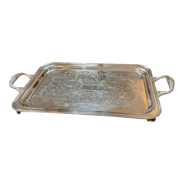 Vintage Footed Butler Silverplate Tray by Empress FEDERAb Silver Co. For Sale
