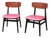 Mid-Century Teak Dining Chairs with Red Vinyl Seats, 1960s, Set of 2 For Sale