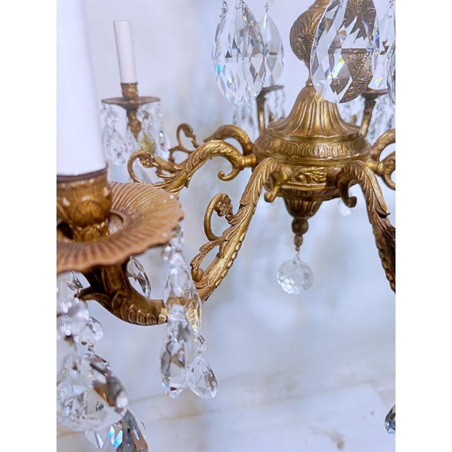1930s Vintage Spanish Chandelier With Drop Crystals For Sale In New York - Image 6 of 8