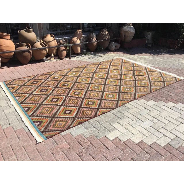 Vintage Turkish Kilim Rug - 72.5" X 126" For Sale - Image 4 of 11