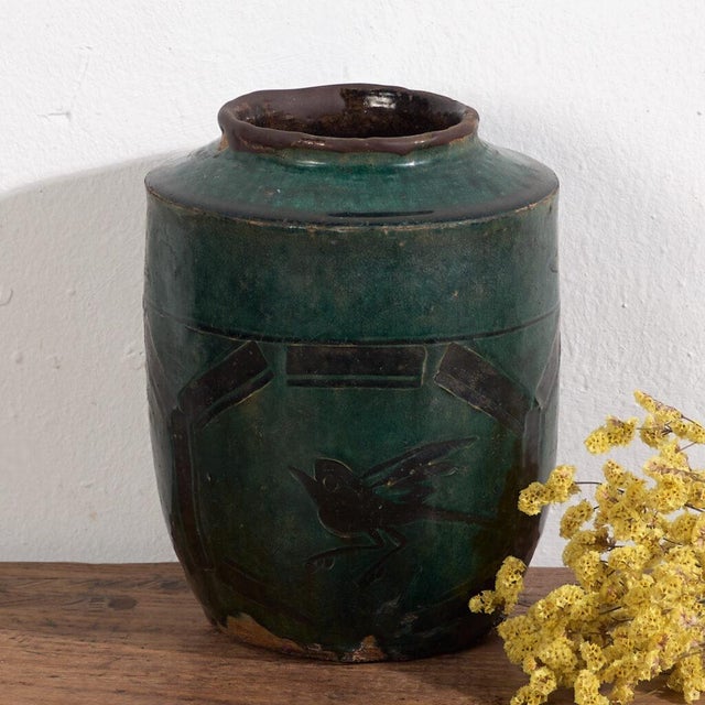 Ceramic Antique Glazed Ceramic Vase For Sale - Image 7 of 7