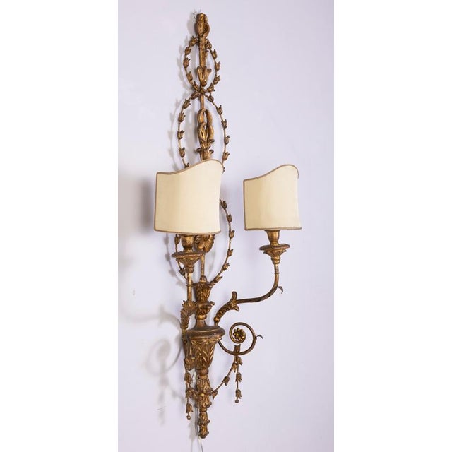 Mid 19th Century 19th Century Italian Gilt-Wood Wall Lights Roma, 1840, Set of 2 For Sale - Image 5 of 14