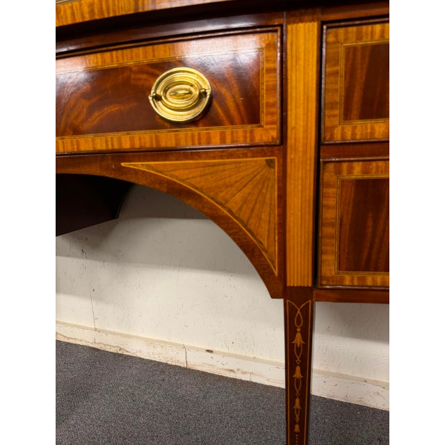 Late 20th Century Late 20th Century Hepplewhite Style Mahogany Console Sideboard With Satinwood Inlay, Circa 1990 For Sale - Image 5 of 12