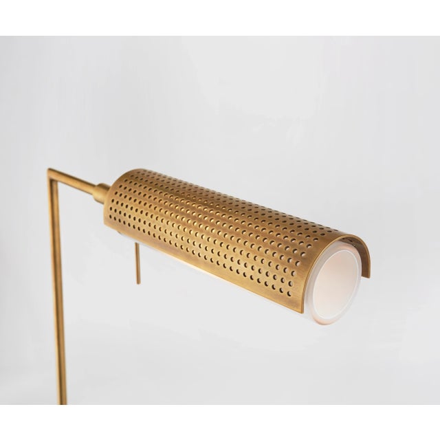 Modern Kelly Wearstler for Visual Comfort Signature Precision Pharmacy Floor Lamp in Antique-Burnished Brass with White Glass For Sale - Image 3 of 4