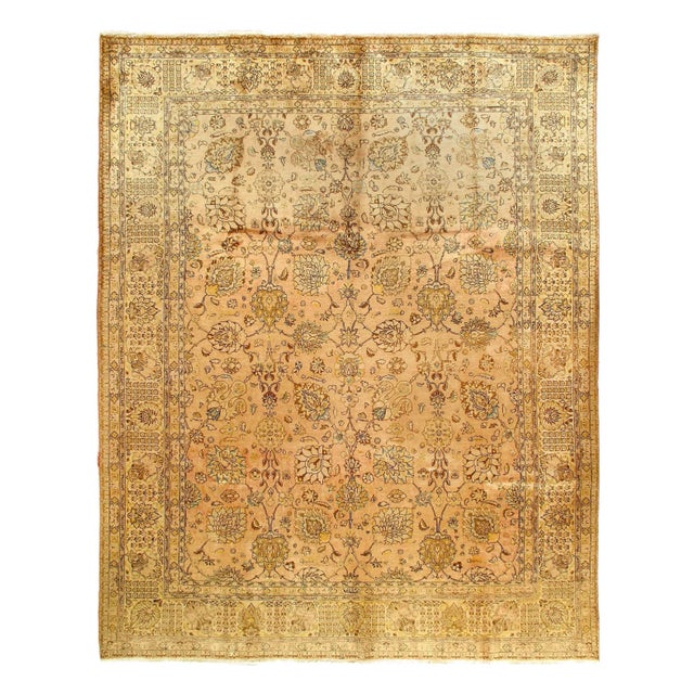 1960s Light Peach Fine Hand Knotted Vintage Tabriz 9'7'' X 12'4'' For Sale - Image 5 of 7