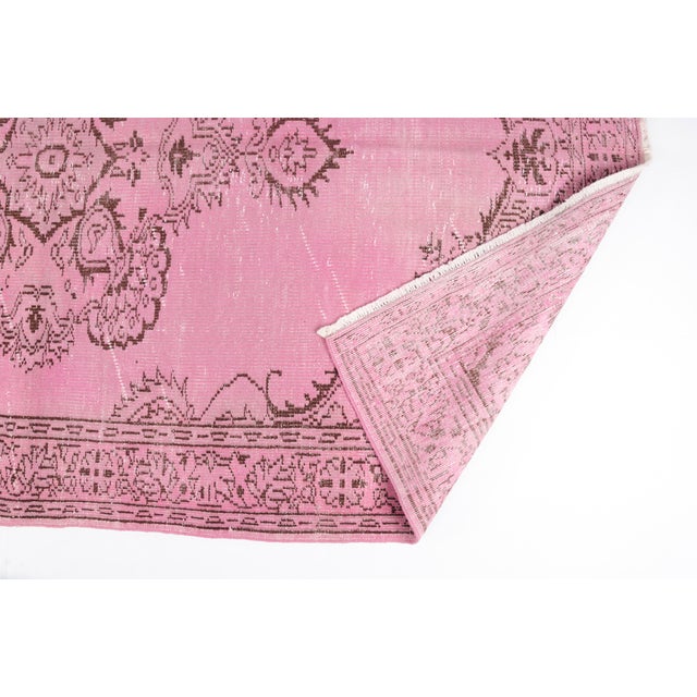 1950s Mid 20th Century Pink Anatolian Handmade Carpet For Sale - Image 5 of 10