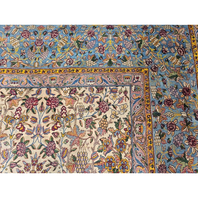 Vintage Oversized Persian Kerman Lavar Rug, Hand-Knotted Wool, Allover Vase Pattern, Ivory & Blue, 11’ X 19’ For Sale - Image 16 of 18