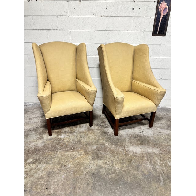 Rustic European Johnston Benchworks Wingback Chairs - A Pair For Sale - Image 3 of 11