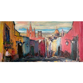 Vintage Mid-Century Modern Oil Painting For Sale