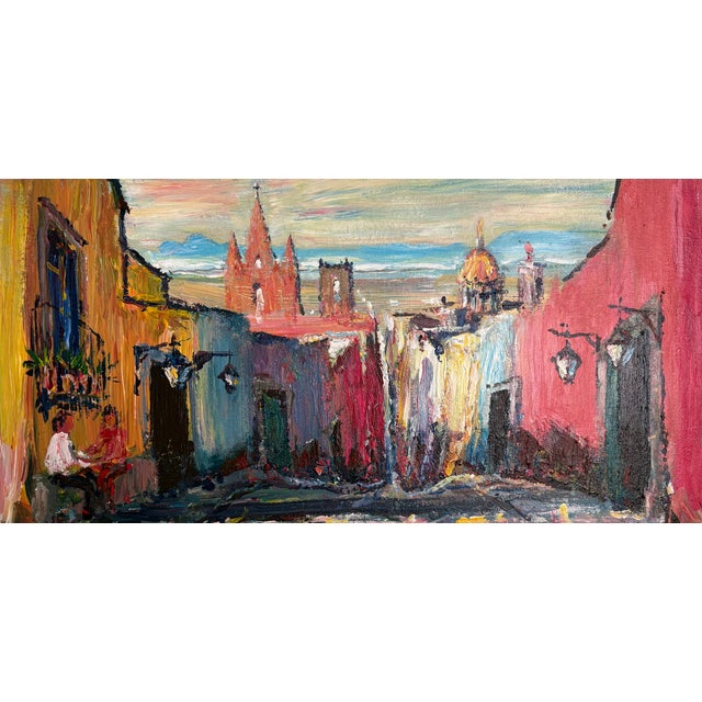 Vintage Mid-Century Modern Oil Painting For Sale