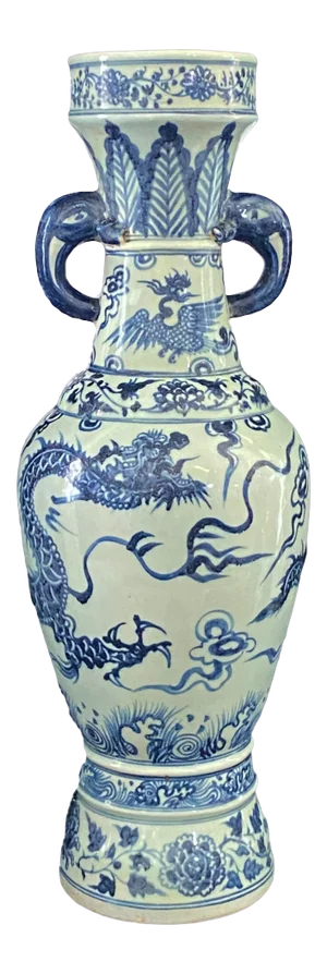 Chinoiserie Yuan Dynasty Style Temple Dragon Vase