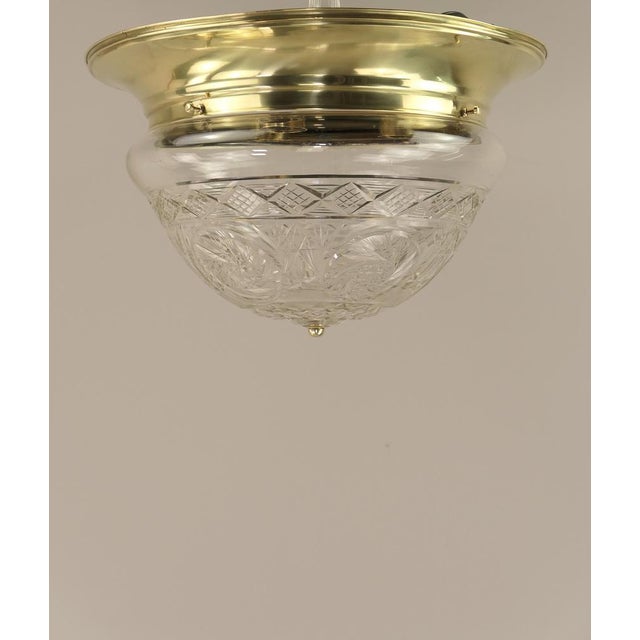 Large Art Deco Brass Ceiling Lamp with Hand-Cut Lead Crystal Shade, Austria, 1920s For Sale - Image 10 of 12