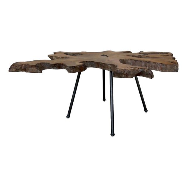 Organic Modern Wood Slice Accent Table For Sale