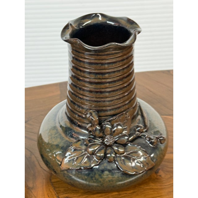 Maitland-Smith Glazed Ceramic Floral Vases, Pair For Sale In San Francisco - Image 6 of 12