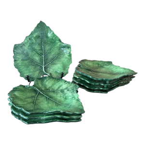 Italian Vietri Foglia Fresca Majolica Leaf Bread or Side Plates-Set of 8