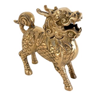 Vintage Brass Foo Dog Incense Burner For Sale