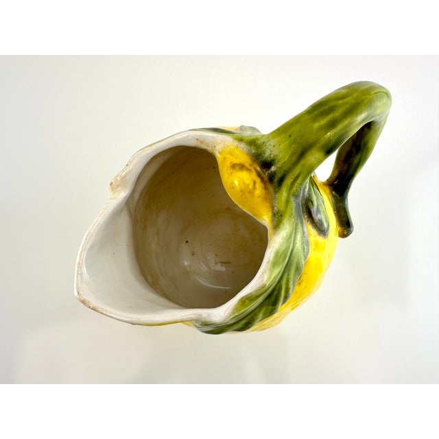 1960s Vintage French Hand Painted Ceramic Lemon Pitcher For Sale - Image 9 of 10