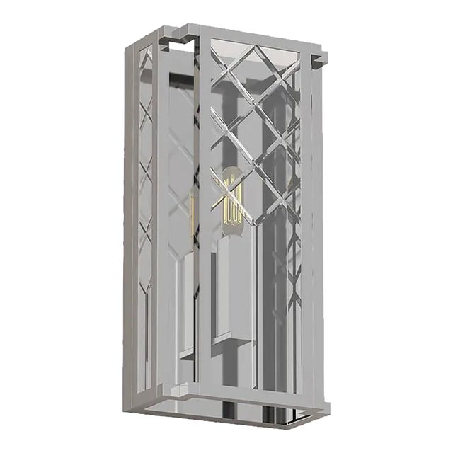 Alexa Hampton By Visual Comfort Studio Erro 1-Light Medium Wall Lantern in Polished Nickel For Sale