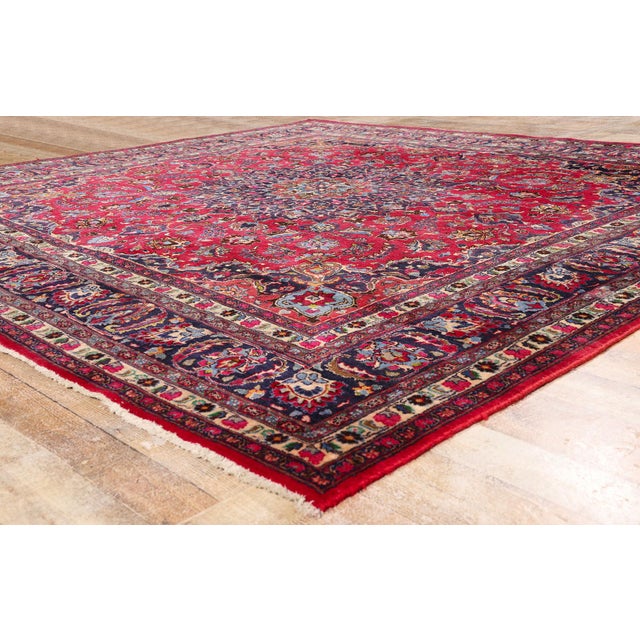 Red Red Antique Persian Mashhad Rug, 09'09 X 09'10 For Sale - Image 8 of 10