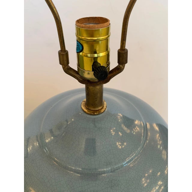 Mid-Century Modern Grey Blue Pottery Table Lamps -A Pair For Sale In Philadelphia - Image 6 of 9