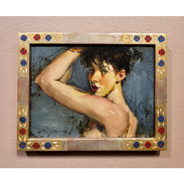 Malcolm Liepke -Young Girl Feeling Sexy -Oil Painting American Expressionist - Oil painting on canvas - Signed - Canvas...