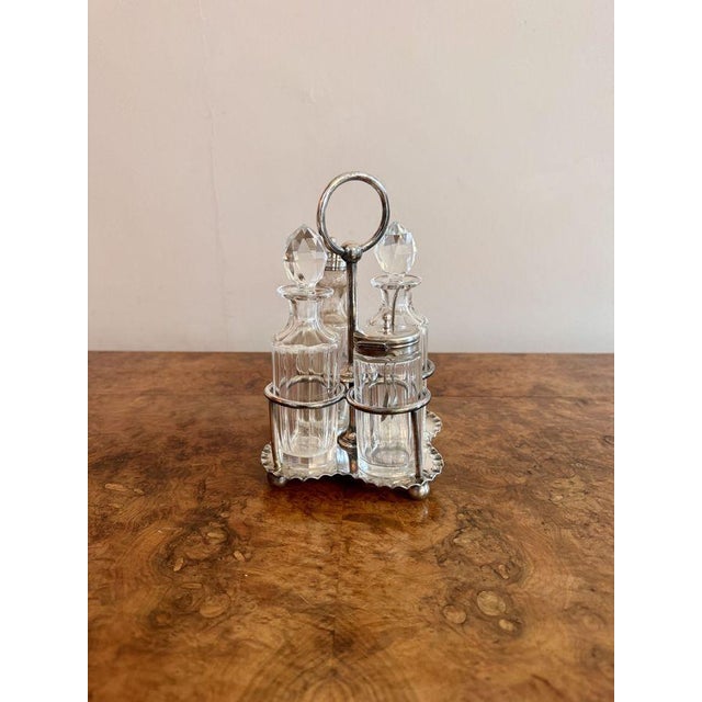 Glass Antique Edwardian Silver-Plated Cruet Set, 1900, Set of 5 For Sale - Image 7 of 7
