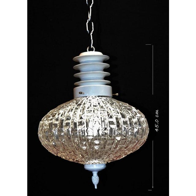 Mid-Century Modern Danish Opalescent Hobnail Glass and Brass Pendant Light For Sale - Image 4 of 13