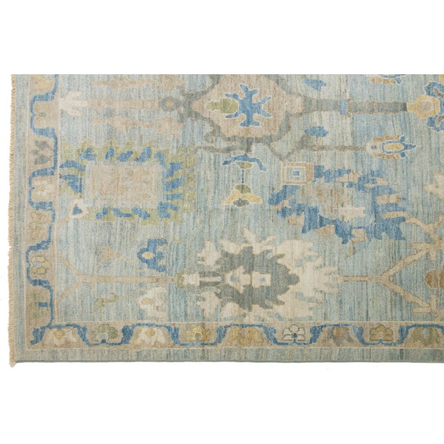 Textile Apadana's Modern Blue Oversized Sultanabad Wool Rug With Allover Design For Sale - Image 7 of 10
