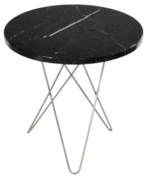 Black Marquina Marble and Steel Tall Mini O Table by OxDenmarq