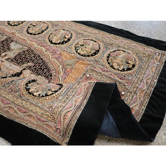Ebony Vintage Burmese Tapestry For Sale - Image 8 of 9