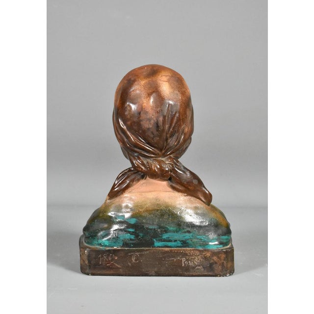 Antique French Bust of Young Girl in Plaster, 1910s For Sale - Image 11 of 16