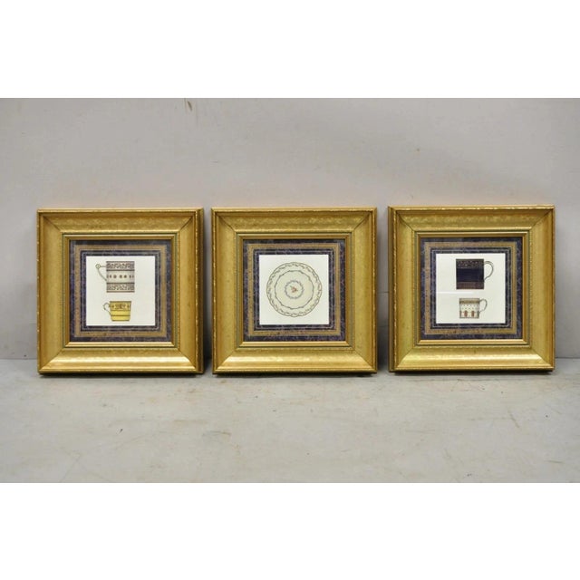 Vintage Artistic Innovations Gold Framed Wall Art Print Plate and Cups, 3 Pc Set For Sale - Image 11 of 11