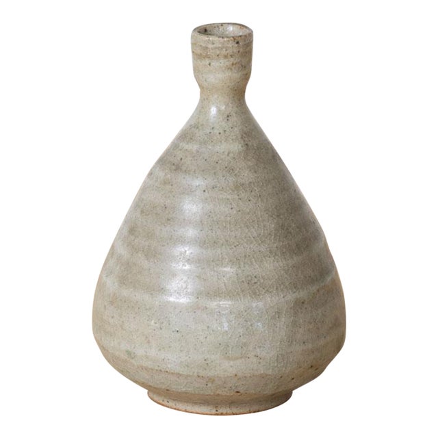 Vintage Japanese Minimalist Stoneware Vessel For Sale