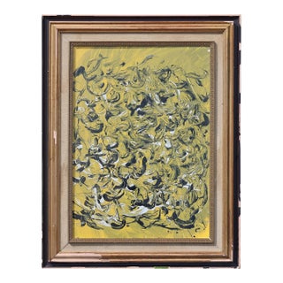 Thomas Pulgini American Pop Art Abstract Expressionist Painting Yellow Black For Sale