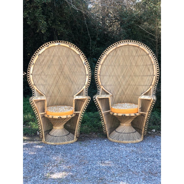 Vintage Rattan Peacock Chairs a Pair For Sale - Image 13 of 13