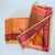 Vibrant and fun, a double sided French jacquard napkin in shades of pumpkin, pomegranate, lavender, umber, and marigold,...