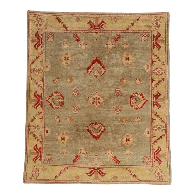 Vintage Turkish Oushak Rug, 07'11 X 09'04 For Sale