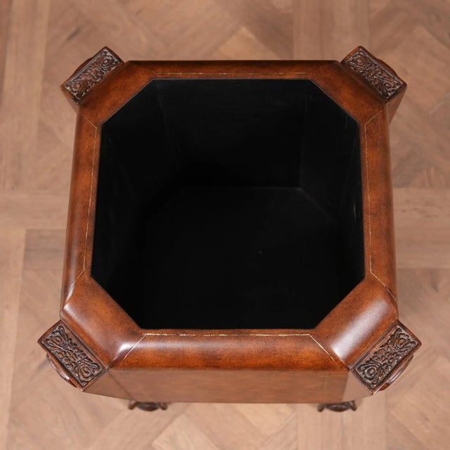 Vintage Faux Leather Waste Can For Sale - Image 11 of 12