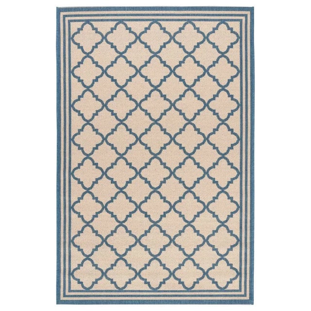 2020s Sea Cottage Indoor Outdoor Rug Cream & Blue 4'x6' For Sale - Image 5 of 5